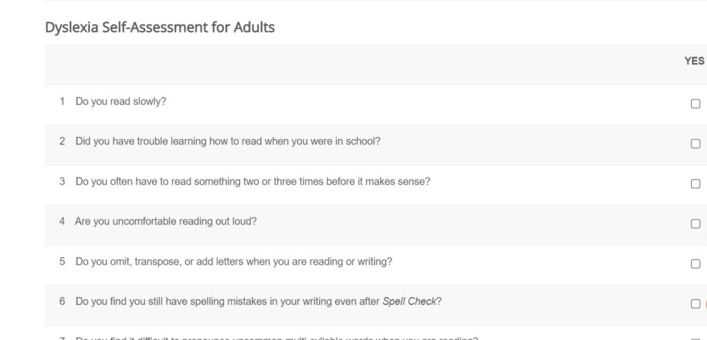 dyslexia test online